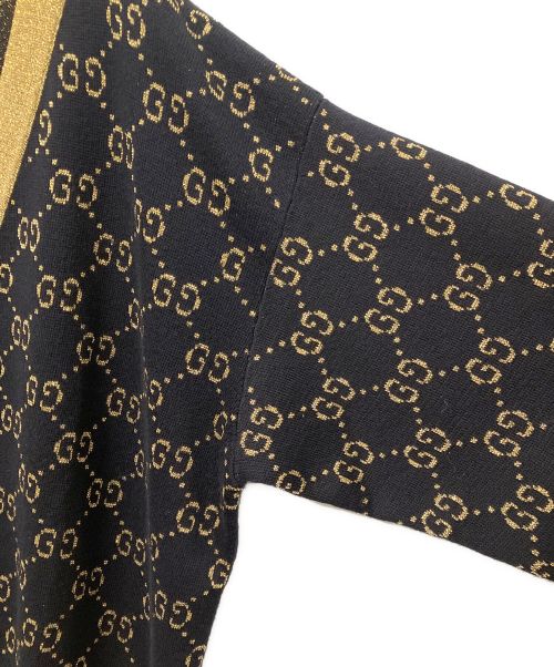 GUCCI（グッチ）GUCCI (グッチ) GGコットンラメ ファブリック カーディガン ブラック×ゴールド サイズ:Mの古着・服飾アイテム