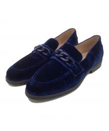 COLE HAAN（コールハーン）の古着「スタッシ チェーン ローファー」｜ネイビー