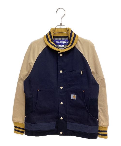 COMME des GARCONS JUNYA WATANABE MAN（コム デ ギャルソン ジュンヤ ワタナベ マン）COMME des GARCONS JUNYA WATANABE MAN (コム デ ギャルソン ジュンヤ ワタナベ マン) CarHartt (カーハート) VARSITY JACKET(ヴァーシティジャケット) ネイビー サイズ:XSの古着・服飾アイテム