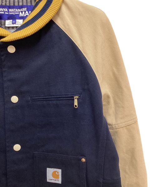 COMME des GARCONS JUNYA WATANABE MAN（コム デ ギャルソン ジュンヤ ワタナベ マン）COMME des GARCONS JUNYA WATANABE MAN (コム デ ギャルソン ジュンヤ ワタナベ マン) CarHartt (カーハート) VARSITY JACKET(ヴァーシティジャケット) ネイビー サイズ:XSの古着・服飾アイテム