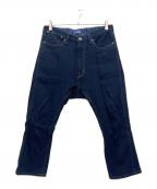 COMME des GARCONS JUNYA WATANABE MANコム デ ギャルソン ジュンヤ ワタナベ マン）の古着「レザーポケット刺し子クロップドパンツ」｜インディゴ