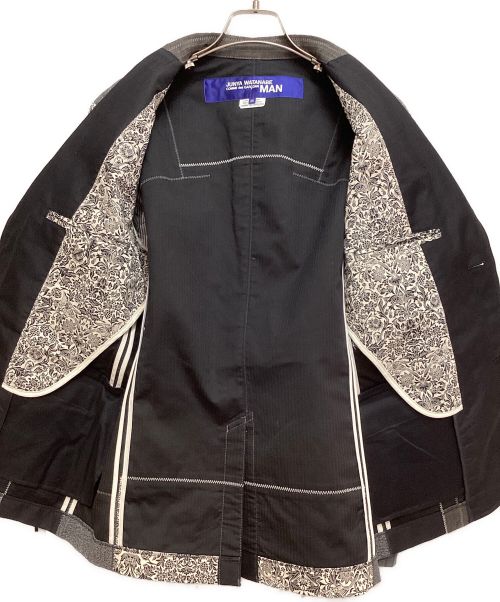 COMME des GARCONS JUNYA WATANABE MAN（コム デ ギャルソン ジュンヤ ワタナベ マン）COMME des GARCONS JUNYA WATANABE MAN (コム デ ギャルソン ジュンヤ ワタナベ マン) ウールラミーポプリン×多素材MIXジャケット グレー×ブラック サイズ:XSの古着・服飾アイテム