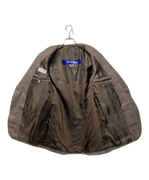 COMME des GARCONS JUNYA WATANABE MAN（コム デ ギャルソン ジュンヤ ワタナベ マン）COMME des GARCONS JUNYA WATANABE MAN (コムデギャルソンジュンヤワタナベマン) CARUSO (カルーゾ) MA-1切替チェックジャケット グレー×ブラウン サイズ:XSの古着・服飾アイテム