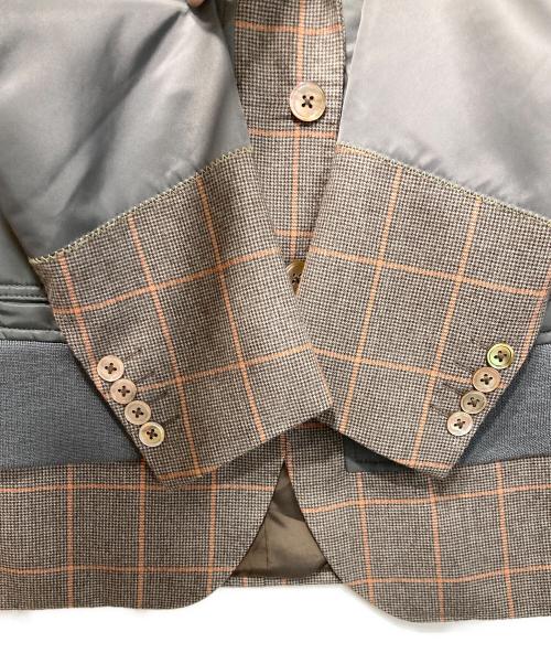 COMME des GARCONS JUNYA WATANABE MAN（コム デ ギャルソン ジュンヤ ワタナベ マン）COMME des GARCONS JUNYA WATANABE MAN (コムデギャルソンジュンヤワタナベマン) CARUSO (カルーゾ) MA-1切替チェックジャケット グレー×ブラウン サイズ:XSの古着・服飾アイテム
