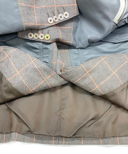 COMME des GARCONS JUNYA WATANABE MAN（コム デ ギャルソン ジュンヤ ワタナベ マン）COMME des GARCONS JUNYA WATANABE MAN (コムデギャルソンジュンヤワタナベマン) CARUSO (カルーゾ) MA-1切替チェックジャケット グレー×ブラウン サイズ:XSの古着・服飾アイテム