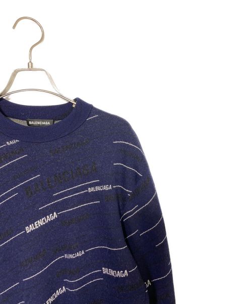 BALENCIAGA（バレンシアガ）BALENCIAGA (バレンシアガ) DIAGONAL LOGO SWEATER ネイビー サイズ:Sの古着・服飾アイテム