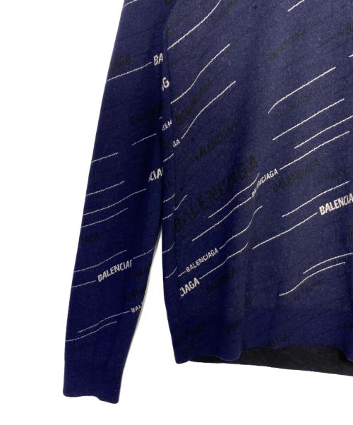 BALENCIAGA（バレンシアガ）BALENCIAGA (バレンシアガ) DIAGONAL LOGO SWEATER ネイビー サイズ:Sの古着・服飾アイテム