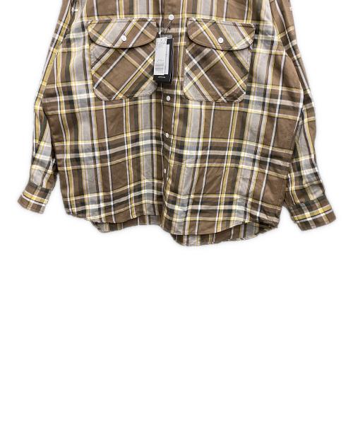 DAIWA PIER39（ダイワ ピア39）DAIWA PIER39 (ダイワ ピア39) TECK ELBOW PATCH WORK SHIRTS FLANNEL PLAIDS/エルボーパッチヘビーネルシャツ ブラウン サイズ:Mの古着・服飾アイテム