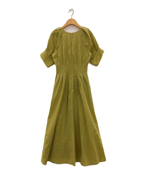 FRAY ID（フレイ アイディー）FRAY ID (フレイ アイディー) ウエストタックフレアワンピース グリーンの古着・服飾アイテム