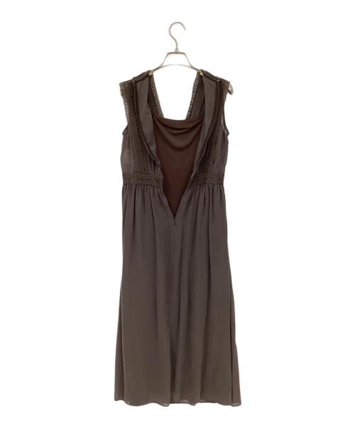 ANAYI（アナイ）ANAYI (アナイ) キュプラローンVネックワンピース ブラウン サイズ:36の古着・服飾アイテム