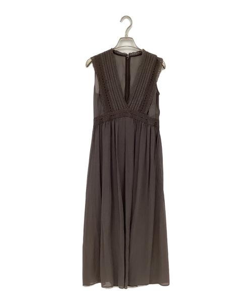 ANAYI（アナイ）ANAYI (アナイ) キュプラローンVネックワンピース ブラウン サイズ:36の古着・服飾アイテム