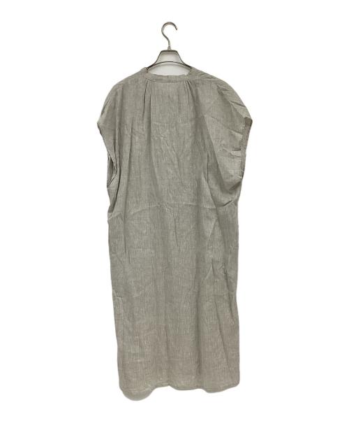 GALERIE VIE（ギャルリーヴィー）GALERIE VIE (ギャルリーヴィー) リネンポプリン ロングタイVネックワンピース グレー サイズ:36の古着・服飾アイテム