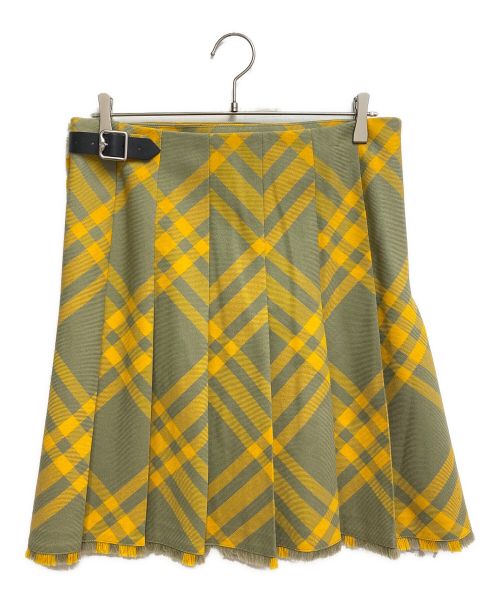 BURBERRY（バーバリー）BURBERRY (バーバリー) チェックウールキルトスカート イエロー サイズ:40の古着・服飾アイテム