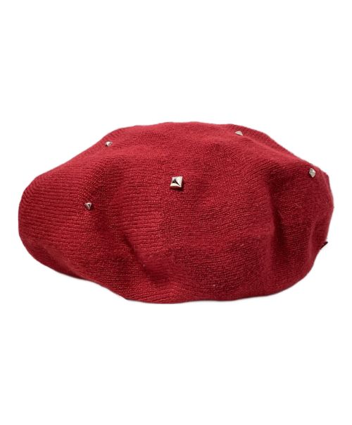 HERMES（エルメス）HERMES (エルメス) Cashmere Studded Beret(カシミヤスタッズベレー帽) レッド サイズ:Lの古着・服飾アイテム