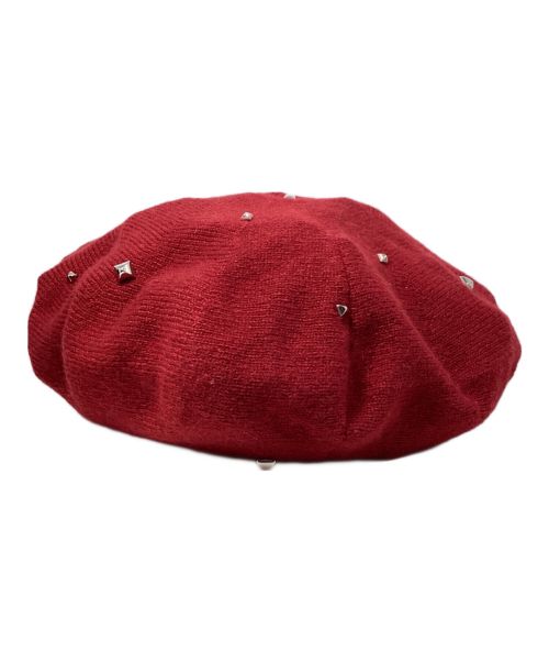 HERMES（エルメス）HERMES (エルメス) Cashmere Studded Beret(カシミヤスタッズベレー帽) レッド サイズ:Lの古着・服飾アイテム