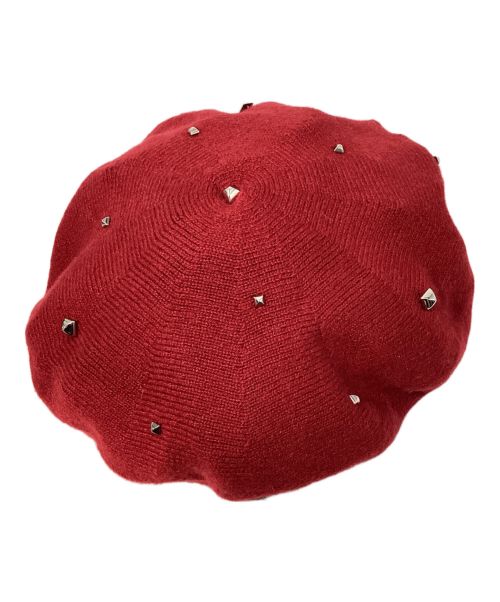 HERMES（エルメス）HERMES (エルメス) Cashmere Studded Beret(カシミヤスタッズベレー帽) レッド サイズ:Lの古着・服飾アイテム