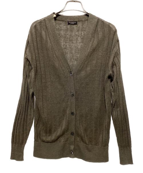 VERMEIL par iena（ヴェルメイユ パー イエナ）VERMEIL par iena (ヴェルメイユ パー イエナ) ワイドリブリネンカーディガン グレー サイズ:表記無しの古着・服飾アイテム