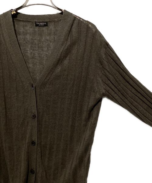 VERMEIL par iena（ヴェルメイユ パー イエナ）VERMEIL par iena (ヴェルメイユ パー イエナ) ワイドリブリネンカーディガン グレー サイズ:表記無しの古着・服飾アイテム