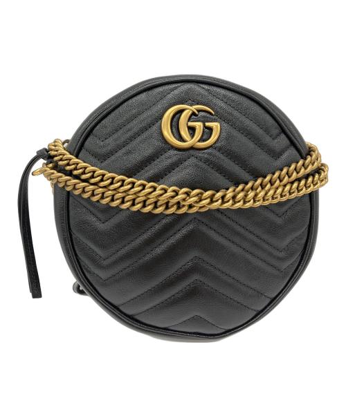 GUCCI（グッチ）GUCCI (グッチ) GGマーモント　ラウンドチェーンショルダーバッグ ブラックの古着・服飾アイテム