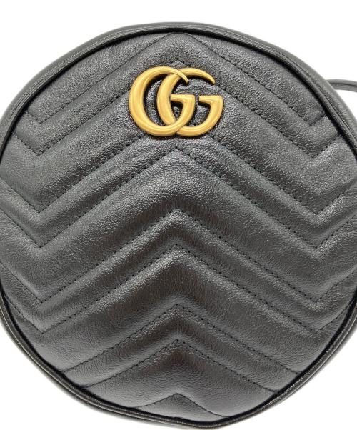 GUCCI（グッチ）GUCCI (グッチ) GGマーモント　ラウンドチェーンショルダーバッグ ブラックの古着・服飾アイテム