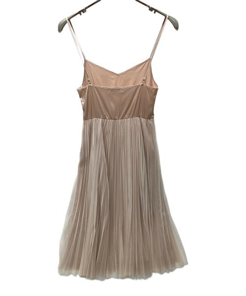 FRAY ID（フレイ アイディー）FRAY ID (フレイ アイディー) チュールプリーツスカートコンビリブニットワンピース レッドの古着・服飾アイテム