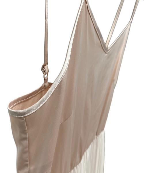 FRAY ID（フレイ アイディー）FRAY ID (フレイ アイディー) チュールプリーツスカートコンビリブニットワンピース レッドの古着・服飾アイテム