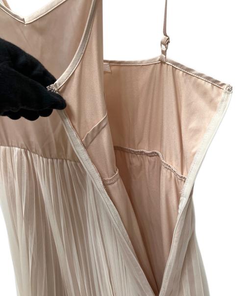 FRAY ID（フレイ アイディー）FRAY ID (フレイ アイディー) チュールプリーツスカートコンビリブニットワンピース レッドの古着・服飾アイテム