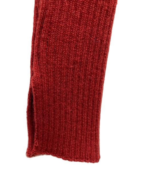 FRAY ID（フレイ アイディー）FRAY ID (フレイ アイディー) チュールプリーツスカートコンビリブニットワンピース レッドの古着・服飾アイテム