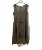 FOXEY BOUTIQUEフォクシー ブティック）の古着「リネンノースリーブワンピース」｜カーキ