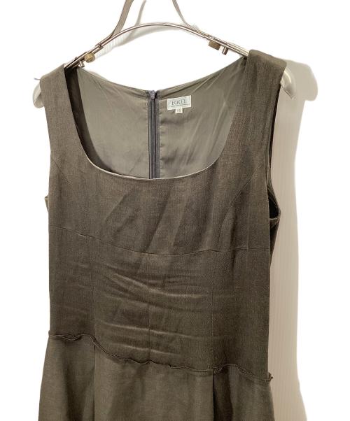 FOXEY BOUTIQUE（フォクシー ブティック）FOXEY BOUTIQUE (フォクシー ブティック) リネンノースリーブワンピース カーキ サイズ:42の古着・服飾アイテム
