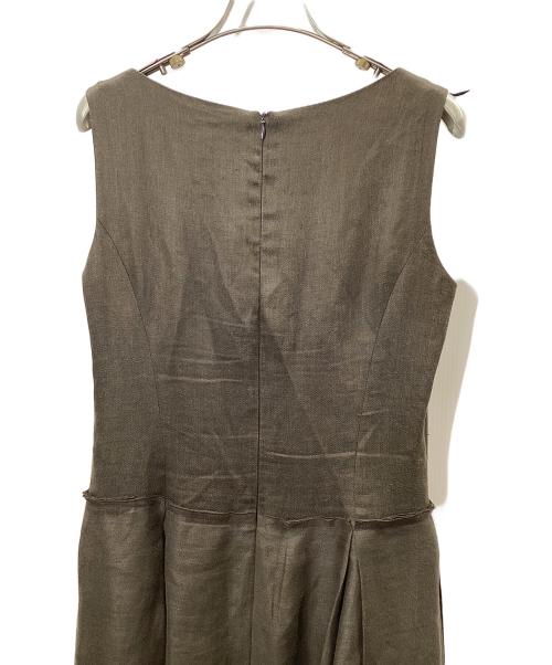 FOXEY BOUTIQUE（フォクシー ブティック）FOXEY BOUTIQUE (フォクシー ブティック) リネンノースリーブワンピース カーキ サイズ:42の古着・服飾アイテム