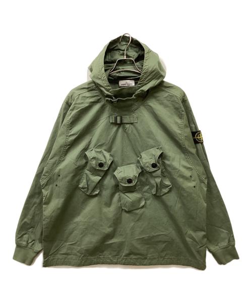 STONE ISLAND（ストーンアイランド）STONE ISLAND (ストーンアイランド) STRETCH COTTON GABARDINE PULLOVER/ｽﾄﾚｯﾁｺｯﾄﾝｷﾞｬﾊﾞｼﾞﾝﾌﾟｵｰﾊﾞｰｱﾉﾗｯｸ グリーン サイズ:Lの古着・服飾アイテム