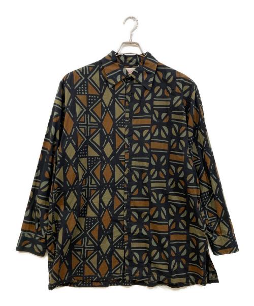 NICENESS（ナイスネス）NICENESS (ナイスネス) HARTLEY インディアコットン 切り替えシャツ グリーン サイズ:Lの古着・服飾アイテム