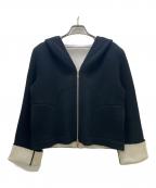 FOXEYフォクシー）の古着「フーデッドニットジャケット Knit Parka script」｜ブラック