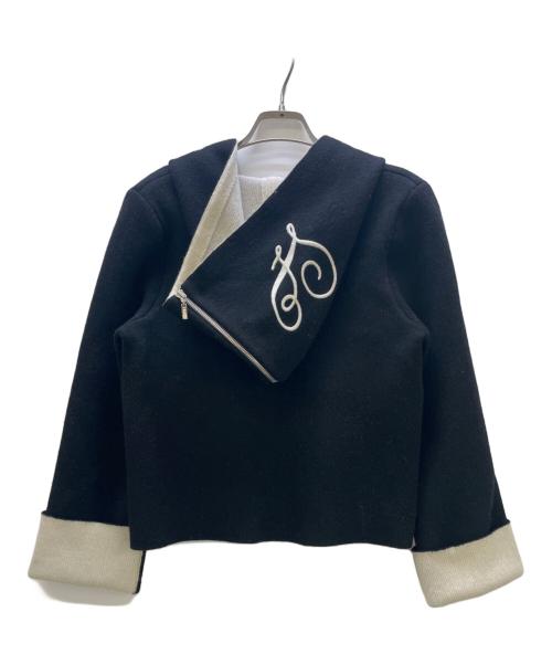 FOXEY（フォクシー）FOXEY (フォクシー) フーデッドニットジャケット Knit Parka script ブラック サイズ:38の古着・服飾アイテム