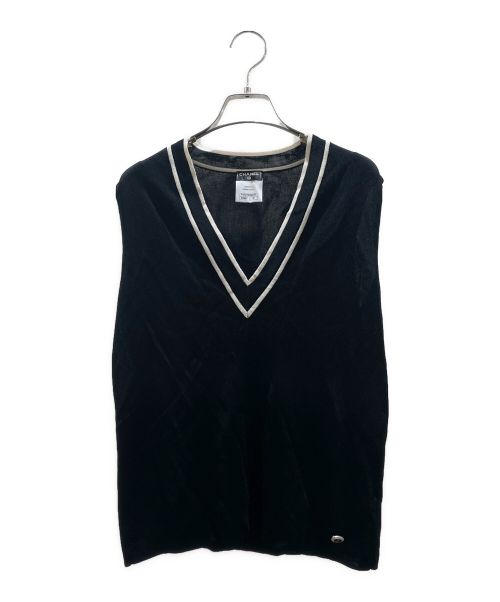 CHANEL（シャネル）CHANEL (シャネル) アンサンブルカーディガン　ベスト ブラック×ホワイト サイズ:38の古着・服飾アイテム