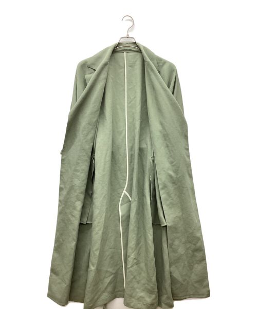 UNITED ARROWS TOKYO（ユナイテッドアローズトウキョウ）UNITED ARROWS TOKYO (ユナイテッドアローズトウキョウ) NYLON TAILORED BELTED COAT 黄緑 サイズ:34の古着・服飾アイテム