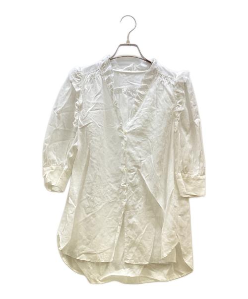 IENA（イエナ）IENA (イエナ) コットンシュリンクフリルハーフスリーブブラウス ホワイト サイズ:FREEの古着・服飾アイテム