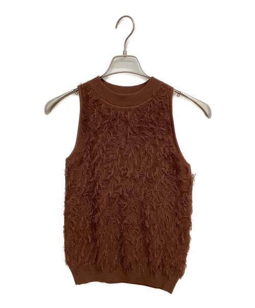 anuans（アニュアンス）anuans (アニュアンス) フリンジニットコンパクトトップス ブラウン サイズ:Fの古着・服飾アイテム