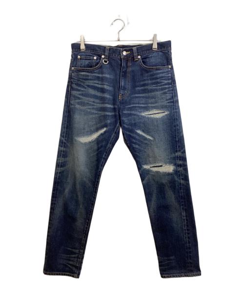 uniform experiment（ユニフォームエクスペリメント）uniform experiment (ユニフォームエクスペリメント) DAMAGED DENIM TAPERED PANTS ブルー サイズ:2の古着・服飾アイテム