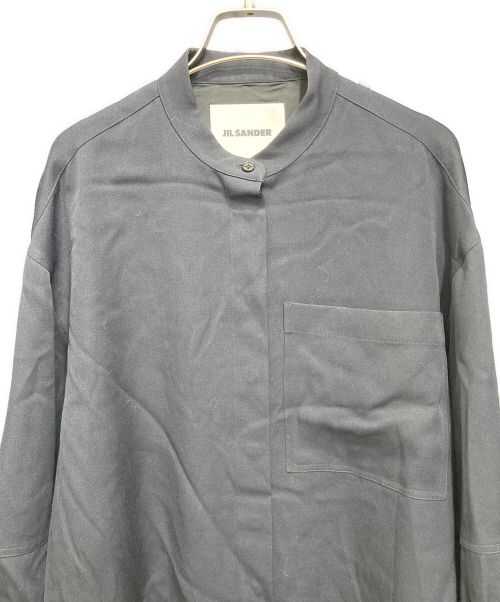 JIL SANDER（ジルサンダー）JIL SANDER (ジルサンダー) W SHIRT/バンドカラーオーバーシャツ ネイビー サイズ:34の古着・服飾アイテム