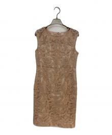 Diagram GRACE CONTINENTAL（ダイアグラム グレースコンチネンタル）の古着「ラメコード刺繍ワンピース」｜ベージュ