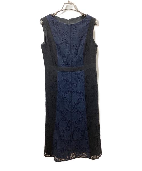 GRACE CONTINENTAL（（グレースコンチネンタル）GRACE CONTINENTAL (（グレースコンチネンタル) 配色レースフレアワンピース ネイビー サイズ:38の古着・服飾アイテム