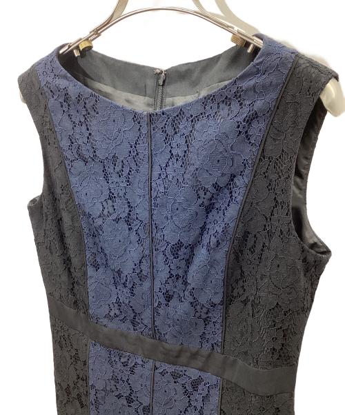 GRACE CONTINENTAL（（グレースコンチネンタル）GRACE CONTINENTAL (（グレースコンチネンタル) 配色レースフレアワンピース ネイビー サイズ:38の古着・服飾アイテム