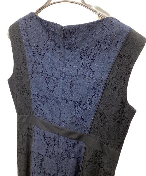 GRACE CONTINENTAL（（グレースコンチネンタル）GRACE CONTINENTAL (（グレースコンチネンタル) 配色レースフレアワンピース ネイビー サイズ:38の古着・服飾アイテム