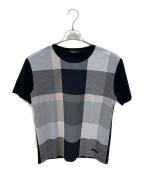 BLACK LABEL CRESTBRIDGEブラックレーベル クレストブリッジ）の古着「シアサッカーチェックカットソー」｜ブラック