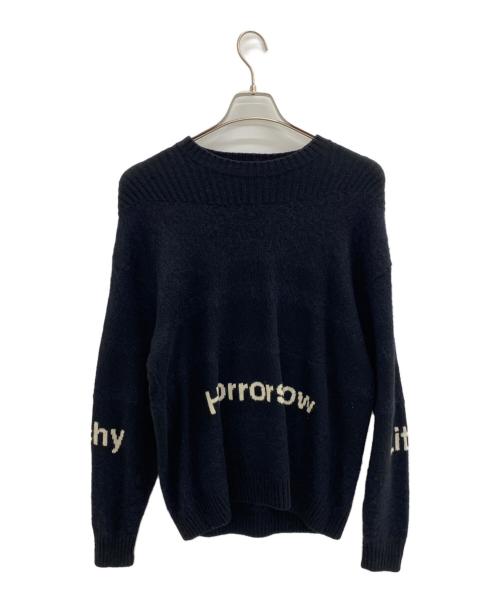 UNDERCOVER（アンダーカバー）UNDERCOVER (アンダーカバー) Hoorrorshow/編地替配色クルーニット ブラック サイズ:size2の古着・服飾アイテム