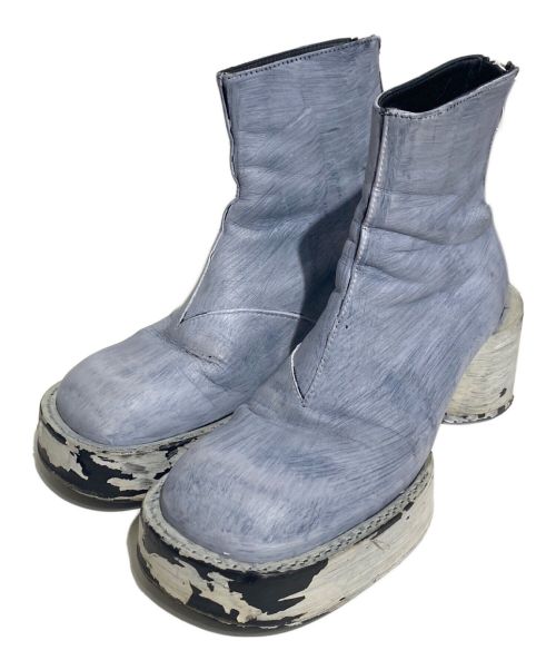 MM6 Maison Margiela（エムエムシックスメゾンマルジェラ）MM6 Maison Margiela (エムエムシックス メゾンマルジェラ) ペイント加工バックジップブーツ スカイブルー サイズ:38の古着・服飾アイテム