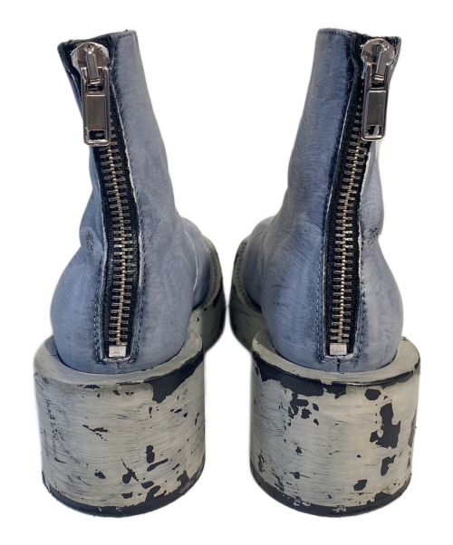 MM6 Maison Margiela（エムエムシックスメゾンマルジェラ）MM6 Maison Margiela (エムエムシックス メゾンマルジェラ) ペイント加工バックジップブーツ スカイブルー サイズ:38の古着・服飾アイテム