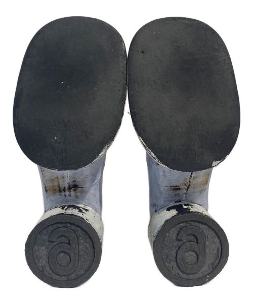 MM6 Maison Margiela（エムエムシックスメゾンマルジェラ）MM6 Maison Margiela (エムエムシックス メゾンマルジェラ) ペイント加工バックジップブーツ スカイブルー サイズ:38の古着・服飾アイテム